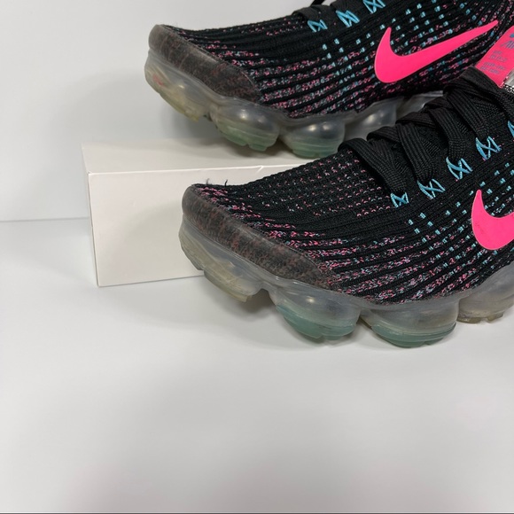 NIKE AIR VAPORMAX FLYKNIT 3 BLACK HYPER PINK BALTIC BLUE WOMENS RUNNING SHOES SI - Picture 5 of 10